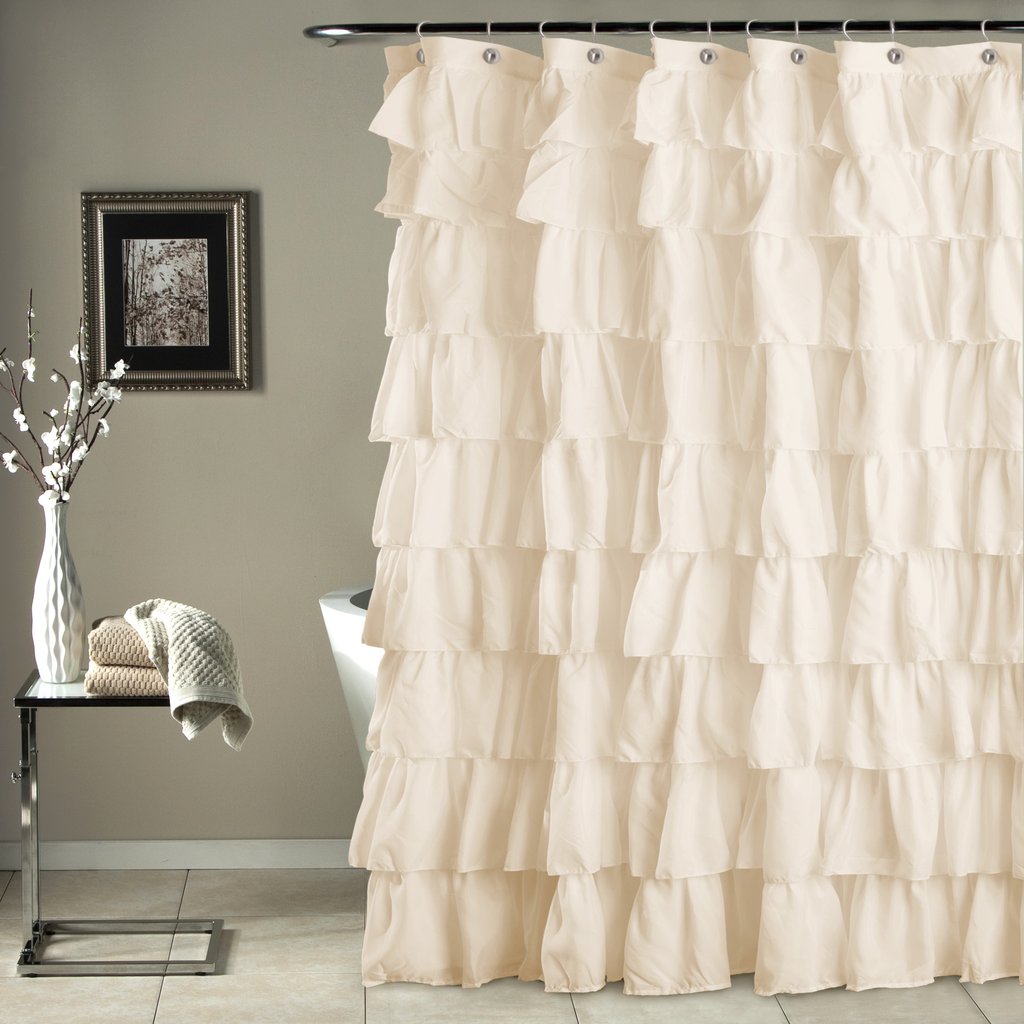 basic preset ruffle shower curtain