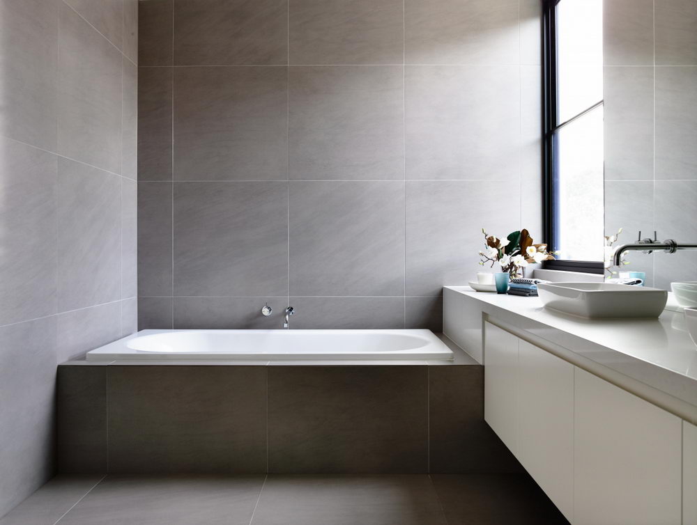47 Double Trough Gray Granite Stone Bathroom Sink Looan
