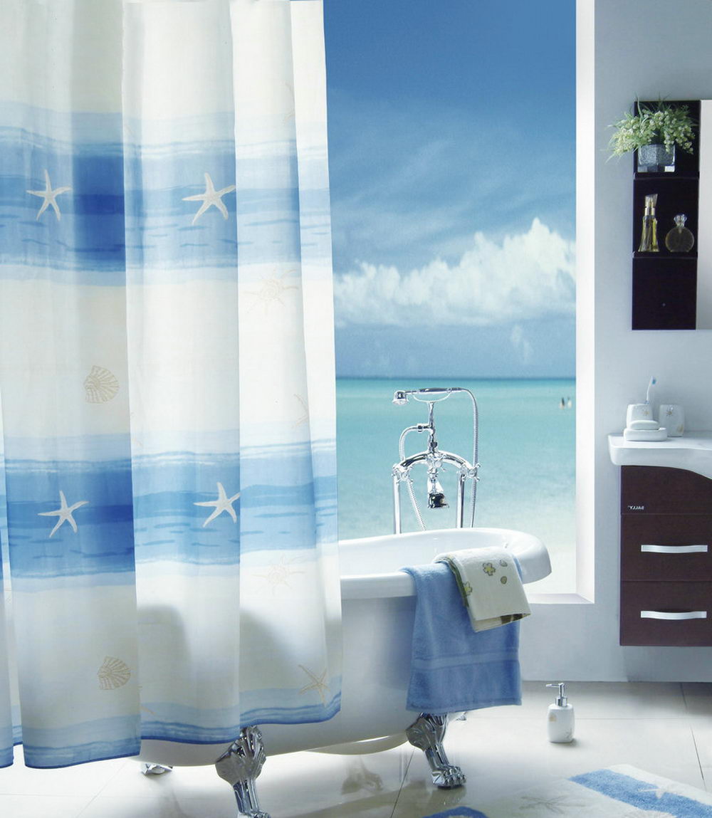 Appealing Blue Shower Curtain