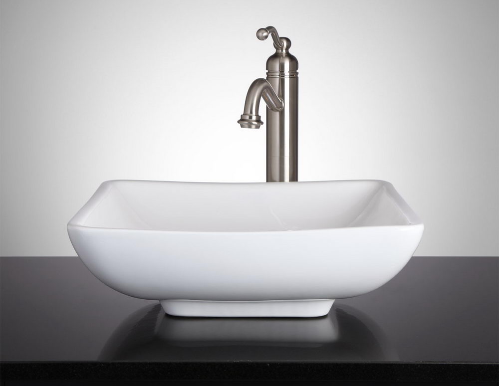 fontaine shallow square porcelain bathroom vessel sink
