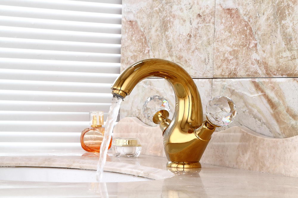 gold finish bathroom sink faucet