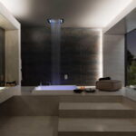 Bathroom with Glamorous Ambient Pendant Lights
