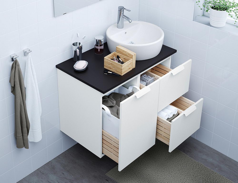 add makeup counter to ikea bathroom sink cabinets