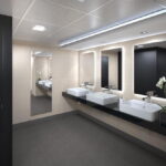 Public Toilet Interior Design Mirrors Lights