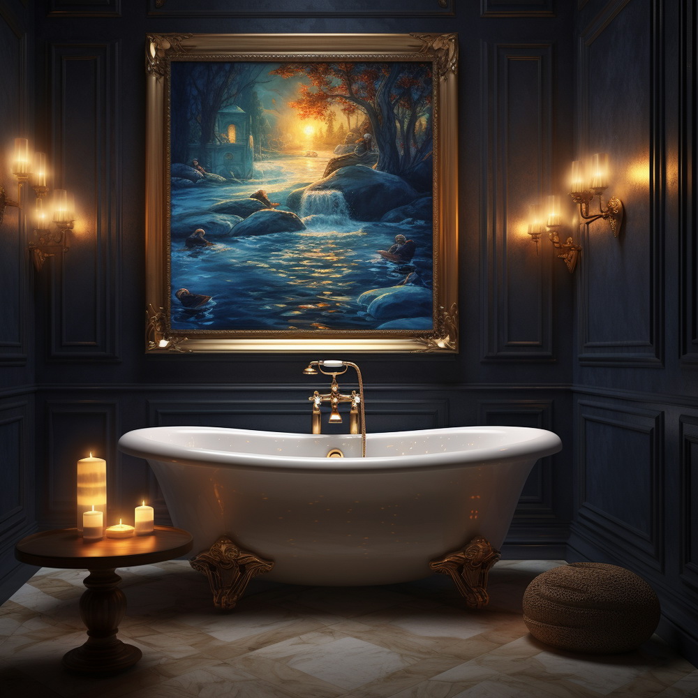 Radiant Reflections: Illuminated Bathroom Art