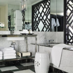 black and white marble tile bathroom