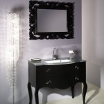 black bathroom vanity with sink