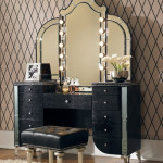 black vanity table with mirror