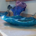 blue glass sink