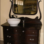 antique bathroom vanity with vessel sink