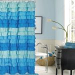 french blue ruffle shower curtain