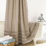 ticking stripe ruffle shower curtain