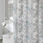Gray and White Minimalist Shower Curtain