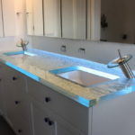 LED Lighting Glass Bathroom Countertop