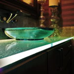 Lighting for a Glass Bathroom Vanity Countertop