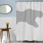 Minimalist Shower Curtain with Funny Dinosaur