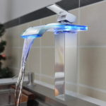 modern bathroom sink faucet with color changing led light glass spout