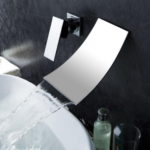 modern single handle wall mount widespread waterfall bathroom sink faucet