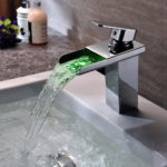 modern waterfall faucet for bathroom sink