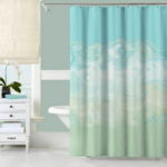 Blue and Mint Green Abstract Shower Curtain