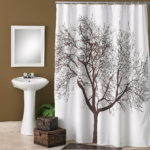 Brown Tree White Background Shower Curtain