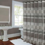 Grey and White Striped Shower Curtain