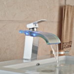 LED Light Color Hange Glass Waterfall Basin Faucet