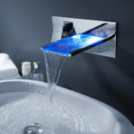 LED Waterfall Bbathroom Sink Faucet Basin Tap Wall Mounted