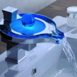 LED Waterfall Bathroom Sink Faucet Chrome Brass