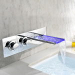 Modern LED Wall Mounted Waterfall Basin Mixer Tap Tub Filler