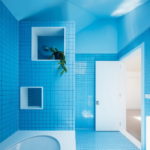 Bright Blue Tiles on the Walls and Floor