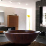 Contemporary Freestanding Round Wooden Bathtub