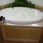 Soaker Tub with Ceramic Edge Back Splash