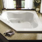 White Acrylic Rectangular Whirlpool Tub