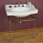 Porcelain Console Sink with Brass Stand