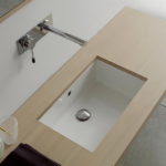 White Rectangular Bathroom Sink with Overflow