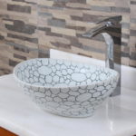 Oval Cobblestone Pattern Porcelain Bathroom Vessel Sink