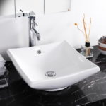 Porcelain Vessel Vanity Sink with Chrome Drain
