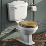 Close Coupled Toilet with Soft Close Solid Oak