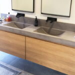 Polished Concrete Vanity Top with Integrated Sink
