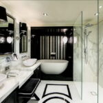 Abstract Elegance: Black and White Bath Artwork