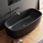 Black Freestanding Solid Surface Bathtub