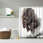 Funny Thinking Elephant Shower Curtains
