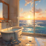 Abstract Oceanic: Bathroom Canvas Art