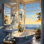 Aqua Hues: Bathroom Canvas Art