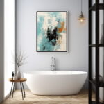 Aqua Odyssey: Abstract Bathroom Decor