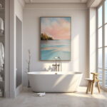 Ethereal Escape: Tranquil Framed Art for Bathroom Serenity