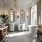 Retro Chic Sophistication: Stylish Modern Bathroom with Vintage Sophistication